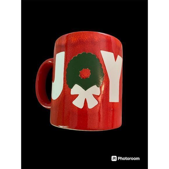 Vintage Waechtersbach Christmas JOY‎ Wreath Mug, Red White Green, West Germany - Picture 1 of 4